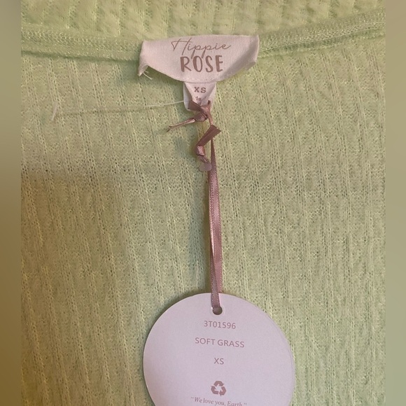 Hippie Rose Soft Grass Lime Green Neon 3pc Pajama Set Top Bottoms and Headband - Picture 2 of 3